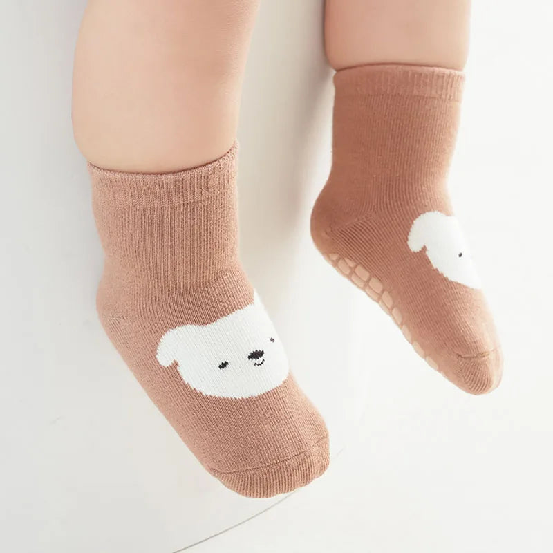 Toddler Fox & Bear Anti-Slip Socks (6-Pairs)