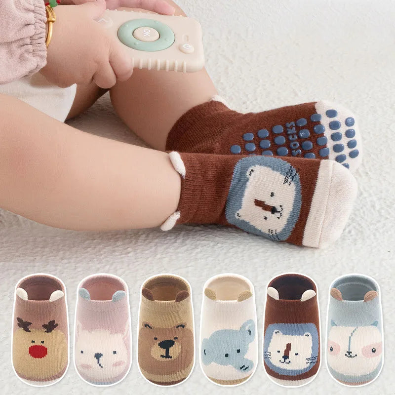 Kids' Animal-Patterned Gripper Socks (6-Pairs)