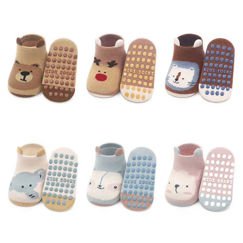Kids' Animal-Patterned Gripper Socks (6-Pairs)