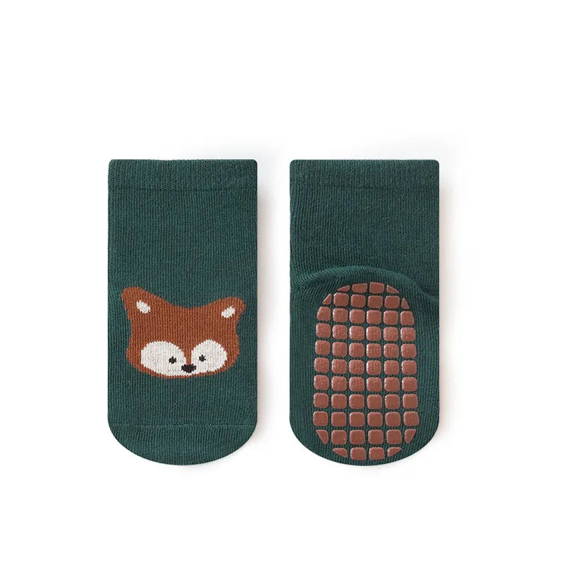 Toddler Fox & Bear Anti-Slip Socks (6-Pairs)