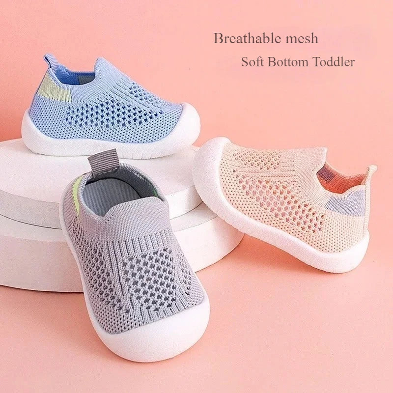 Breathable Mesh First-Walkers with Soft Flex-Soles