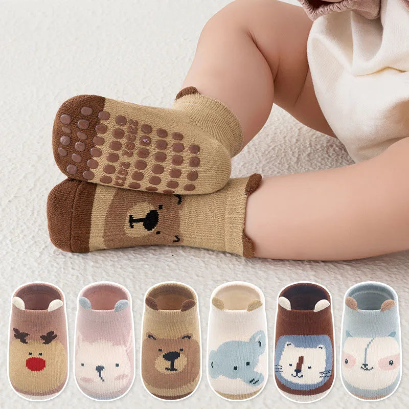 Kids' Animal-Patterned Gripper Socks (6-Pairs)