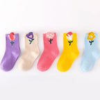 Girls' Daisy-Print Cotton Socks (5-Pairs)