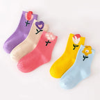 Girls' Daisy-Print Cotton Socks (5-Pairs)