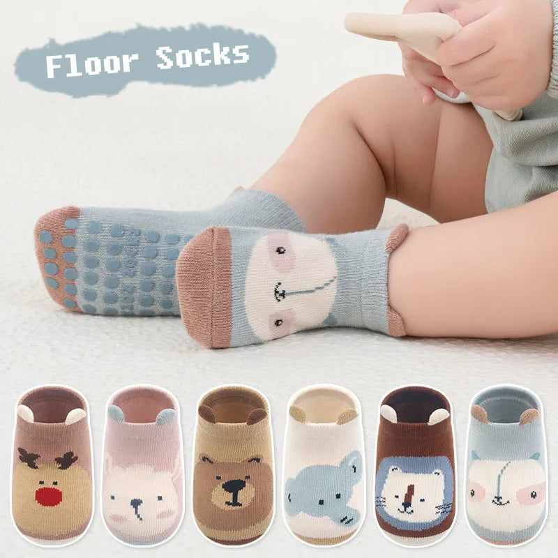 Kids' Animal-Patterned Gripper Socks (6-Pairs)