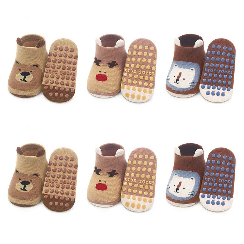 Kids' Animal-Patterned Gripper Socks (6-Pairs)