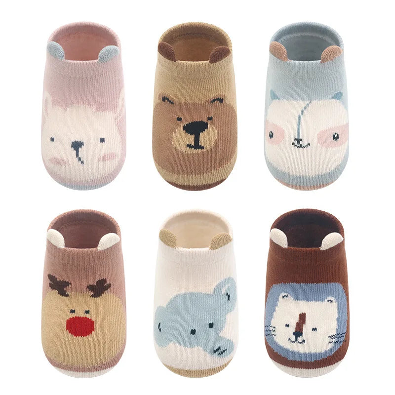 Kids' Animal-Patterned Gripper Socks (6-Pairs)
