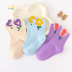 Girls' Daisy-Print Cotton Socks (5-Pairs)