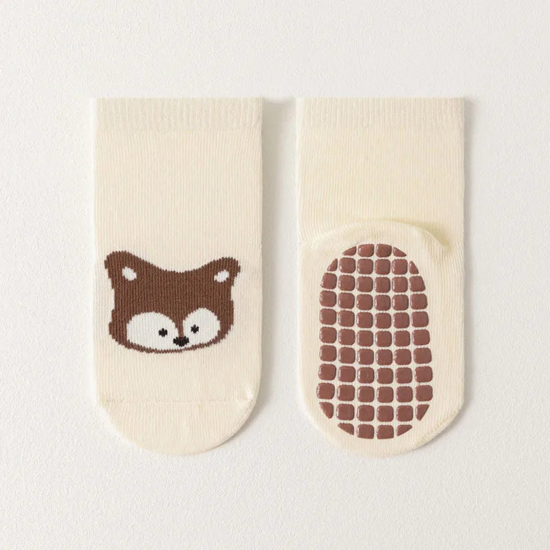 Toddler Fox & Bear Anti-Slip Socks (6-Pairs)