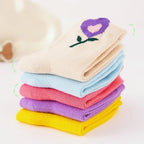 Girls' Daisy-Print Cotton Socks (5-Pairs)